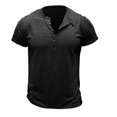 thumbnail image 2 of Dvkptbk T-Shirt à Manches Courtes pour Hommes, Mode Décontractée, Col Rond, Boutons, en Solde, 2 of 4
