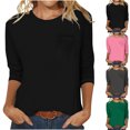 thumbnail image 3 of Diufon T-Shirts pour Femmes à Manches 3/4, Grande Taille, Coupe Ample, Col Ras du Cou, Mignons, Doux, Habillés, Vêtements d'Automne Mode avec Poche, 3 of 5
