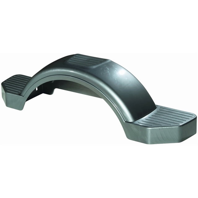 Fulton Trailer Fender 008592 Single Wheel Round; Fits 12 Inch Wheels; Unlighted; Silver; High Density Polyethylene; 2.5 Pound Weight; Single