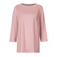 thumbnail image 4 of UPPADA 3/4 Shirts Chandails à Manches pour Femmes Mode Tendance Hauts Décontractés Col Rond Chandail Ample Confortable Doux Blouses Grande Taille Coupe Ample T - Décontractés Vêtements au Coude Chandails à Manches 3/4 pour Femmes Économie, 4 of 5