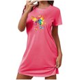 thumbnail image 2 of Chemises de Nuit pour Femmes, Chemise de Nuit Courte Surdimensionnée pour Femmes Mode à Imprimé sur la Poitrine à Manches Courtes, 2 of 7