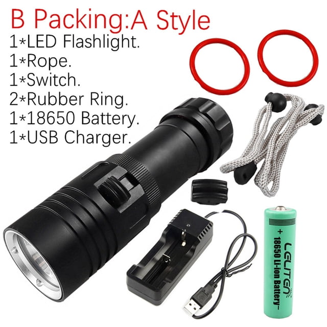 XML-L2 LED Sea Diving Submarine Yellow Light Waterproof Flashlight Marine Torch ,Powerful Illumination