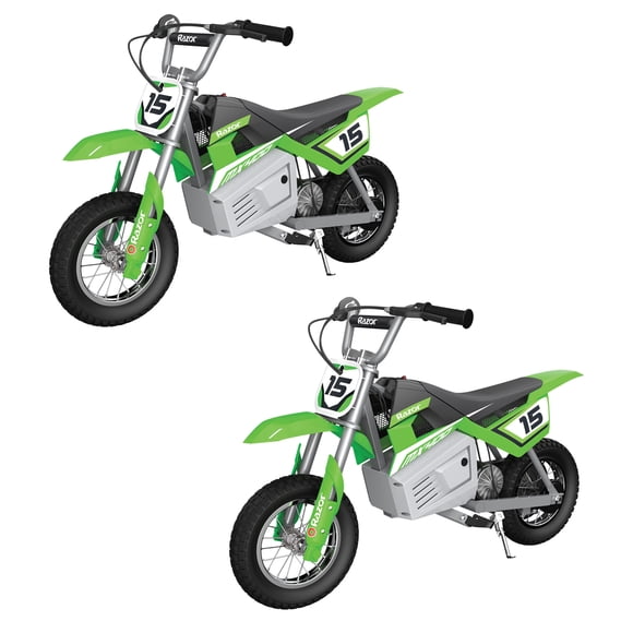 Razor MX400 Dirt Rocket 24V Electric Motocross Dirt Bike, Green (2 Pack)
