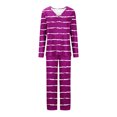 thumbnail image 4 of Timegard Pajamas Sets for Women 2 Piece Stripted Long Sleeve V Neck Ruched Top and Pants Fall Pjs Outfits, 4 of 5