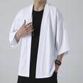 thumbnail image 2 of Men's Solid Drop Shoulder Kimono Jacket Open Front Cardigan Cloak Wool Cardigan Sweater Button Button up Cardigan for Men Button up Sweater for Men Mens Cardigan Cardigan Sweater Mens Mens Cardigan, 2 of 4