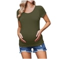 thumbnail image 1 of Penkiiy Women's Maternity Tops Side Ruched Tunic T-Shirt Pregnancy Clothes M Green, 1 of 9