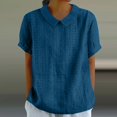 thumbnail image 2 of Timegard Womens Tops Eyelet Lapel Neck Back Button Short Sleeve Comfy Blouse Dressy Casual Tee Tops, 2 of 6