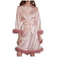 thumbnail image 2 of Tawop Peignoirs en Satin Femmes Pyjamas en Soie Femmes Peignoir Peignoir Décontracté Nuisette pour Femmes Rose m, 2 of 4