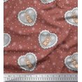 thumbnail image 1 of Soimoi Poly Georgette Fabric Boy,Surfboard And Beach Bird Printed Fabric 1 Yard 52 Inch Wide, 1 of 3