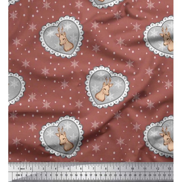 Soimoi Poly Georgette Fabric Boy,Surfboard And Beach Bird Printed Fabric 1 Yard 52 Inch Wide