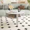 thumbnail image 2 of Gymax 29.5'' 2-Tier Round Coffee Table w/ Storage 4 Shelves Faux Wooden Top, 2 of 10