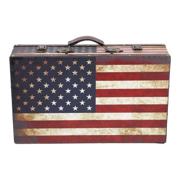 PENGXIANG Suitcase Vintage Retro Trunk Storage Luggage Wood Chest Box Leather Suitcases Decorative Case Prop Trunks Wooden Old