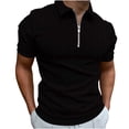 thumbnail image 1 of Hauts d'Été Chemises Habillées Noires pour Hommes Hommes Décontracté Uni Col Rabattu Chandail à Rayures Haute Élasticité Manches Courtes Blouse Extensible Chemises Untuckit,Noir,TTG, 1 of 8