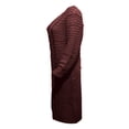thumbnail image 4 of Robe Tricotée à Manches Longues pour Femmes Motif Crochet Unie Côtelée Robe Décontractée, 4 of 5