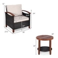 thumbnail image 2 of Patiojoy 3-Piece Patio Rattan Bistro Set Acacia Wood Frame Sofa and Side Table Beige, 2 of 6