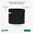 thumbnail image 3 of FCMP Outdoor 5 Gallon Modern Non Woven Breathable Grow Bags, Black (5 Pack), 3 of 12