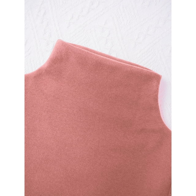 Yeahdor Chandails Thermiques à Manches Longues pour Garçon Fille, Doublés en Molleton, Couche de Base de Compression, T-Shirts à Col Rond, T-Shirts Doux, Rose 100