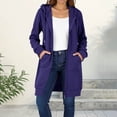 thumbnail image 2 of HAiming Womens over Size Solid Color Long Hoodie Jacket Casual Long Sleeve Drawstring Hooded Sweatshirt, 2 of 9