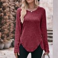 thumbnail image 5 of Timegard Tops for Women Ribbed Long Sleeve Scoop Neck Button Pullover Fall Casual Loose Tops Sweater, 5 of 5