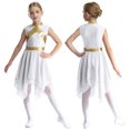 thumbnail image 1 of MSemis Robe de Danse de Louange Sans Manches pour Filles Enfants, Robe de Culte Liturgique, Costume, Robe d'Église, Robe Longue 6-16 Ans Blanc 10, 1 of 6