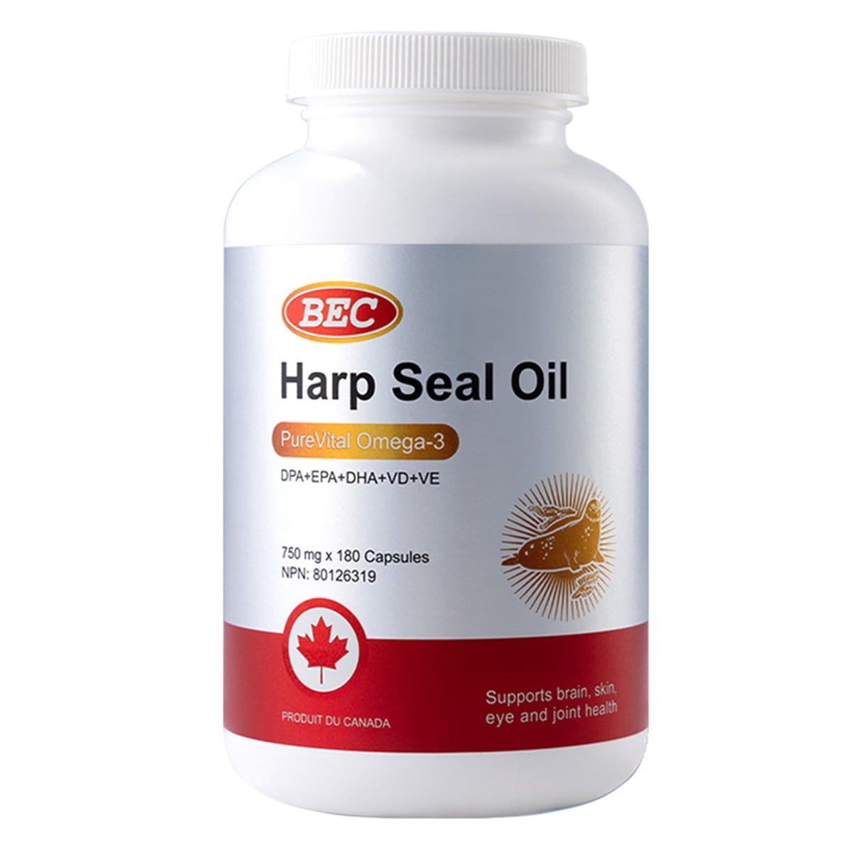 BEC Harp Seal Oil PureVital Omega-3 Plus Vitamin D & E