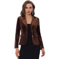 thumbnail image 1 of INSPIRE CHIC Blazer en Velours Vintage d'Halloween pour Femme, Revers Cranté, devant Boutonné, Veste de Bureau, m Brun, 1 of 1