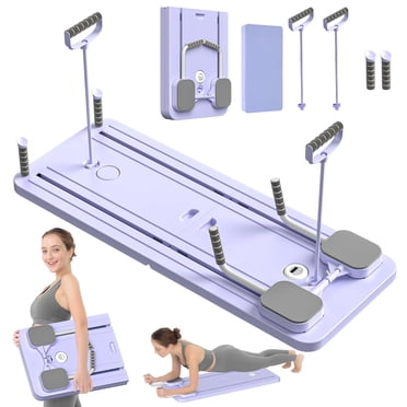 Planche de Reformer Pilates pour la Maison, Planche de Pilates Pliable et Portable avec Bandes de Résistance, Rouleau Ab, Poignées Push-Up et Minuterie, Équipement d'Entraînement Corps Entier pour Femmes et Hommes