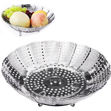 Vegetable steamer with steamer insert made of stainless steel, steamer insert Foldable steamer basket for vegetables, saucepans and various types of cooking