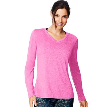 Hanes T-Shirt à Manches Longues à Col en V pour Femmes Sport Cool DRI Performance, m