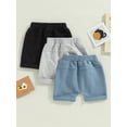 thumbnail image 3 of Gupgi 3 Pack Toddler Boy Shorts Set, Solid Loose Drawstring Shorts Kids Sports Short Pants, 3 of 8