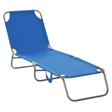 Outsunny Folding Outdoor Lounge Chair with Breathable Mesh Fabric - Set of 1, Blue
