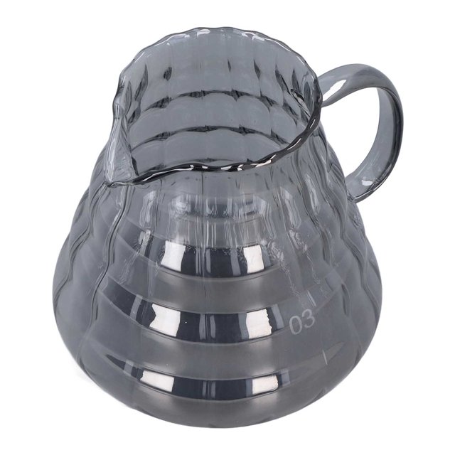 Grey Striped Glass Coffee Carafe, Manual Drip Pot Filter, Elegant Coffee Server with Beautiful Design for Home and Office Use, Heat Resistant and Sturdy