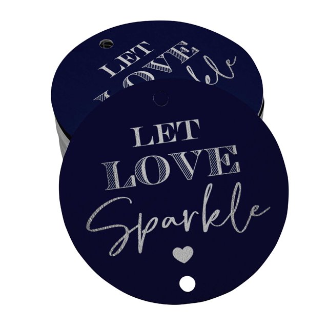 Inkdotpot Silver Foil Paper Hang Tags Let Love Sparkle Wedding Favor Tags 100 Pieces