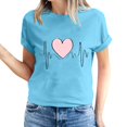thumbnail image 2 of Pisexur T-shirt de la Saint-Valentin Haut T-shirt de la Saint-Valentin pour Femme Amour Imprimé T-shirt à Manches Courtes Haut à Manches Courtes Col Rond Haut/chemise, 2 of 5