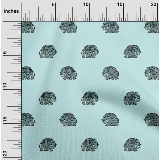 oneOone Silk Tabby Fabric Elephant Block Fabric Prints By Yard 42 Inch Wide