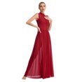 thumbnail image 4 of RUNQHUI Robe de Danse Lyrique Longue pour Femmes, Superposition Torsadée, Danse Moderne Contemporaine, Bourgogne G, 4 of 7