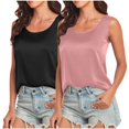 thumbnail image 1 of Timegard Débardeurs 2 Pcs pour Femmes Satin Col Rond Sans Manches Doux Confortable Décontracté Camisole T-Shirt Basique Couleur Unie, 1 of 6