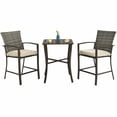 thumbnail image 4 of Gymax Ensemble de Bar de Patio 3 Pcs Ensemble de Mobilier de Conversation Extérieur avec Coussins, 4 of 7