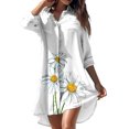 thumbnail image 2 of Longs Cache-Maillots pour Maillots de Bain Femmes Été Décontracté Col Rabattu Manches Longues Blouse Imprimée Boutons avec Poche Robes Chemise Cache-Maillots de Bain pour Femmes en Liquidation, 2 of 8
