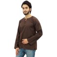 thumbnail image 4 of Atasi Kurta Court pour Homme Brun Col Rond Goutte d'Eau Tunique en Coton Chemise-Xx-Grand, 4 of 7