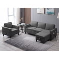 thumbnail image 1 of BALUS 2 Pieces Couch Set, L Shaped Sofa with Storage Ottoman, 5-Seats Sectionals, Living Room Set Furniture, Linen, Dark Gray, 1 of 5