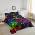 thumbnail image 3 of Erosebridal Colorful Starry Sky Bedding Twin Comforter Set, Neon Galaxy Down Comforter, Geometry Decor, Lightweight 2pcs, 3 of 7