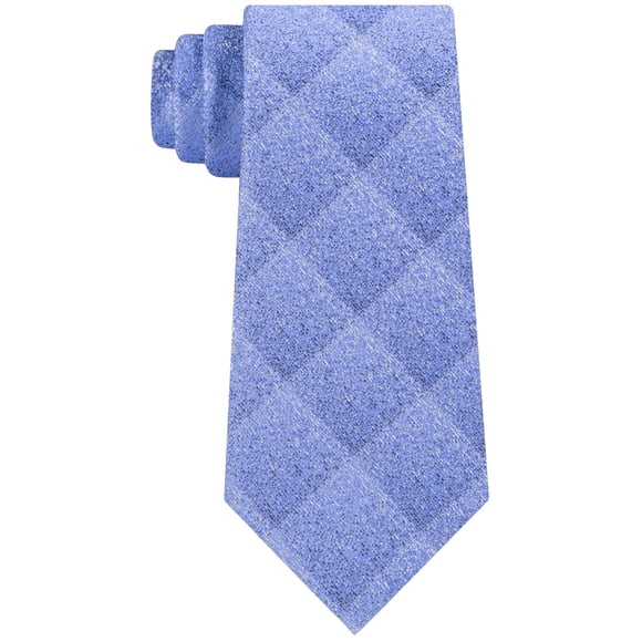 Calvin Klein Mens Particle Check Self-tied Necktie, Blue, One Size