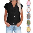 thumbnail image 1 of QIPOPIQ Womens Casual Short Sleeve Button Down Shirts V Neck Collared Shirt Tops Blouses with Pockets Clearance, 1 of 6
