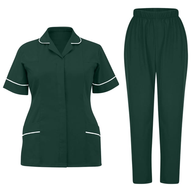 Ensembles de Sarraus Médicaux pour Femmes, Lot de 2, Ensemble de Sarraus pour Femmes Pantalon Jogger, Uniformes de Soins Infirmiers pour Femmes Ensembles Assortis, Ensemble de Sarraus pour Femmes Pantalon Jogger et Chemises à Manches Courtes à Col Rabattu