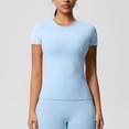 thumbnail image 2 of Yuyuzo Hauts d'Entraînement pour Femmes Manches Courtes Yoga Course T-Shirts Basiques Courts Col Rond Athlétiques Serrés, 2 of 6