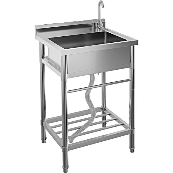 24x20in Commercial Stainless Steel Utility Sink Freestanding with Faucet Hotx