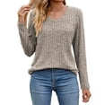 thumbnail image 1 of vdgthytj Sweaters for Women Long Sleeve Fall Fashion V Neck Knitted Tops Comfort Soft Basic Pullover Shirts, 1 of 4