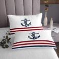 thumbnail image 3 of Erosebridal Nautical Anchor Coverlet Set King, Navy Red Stripe Bedding Set 3-Piece, 3 of 5