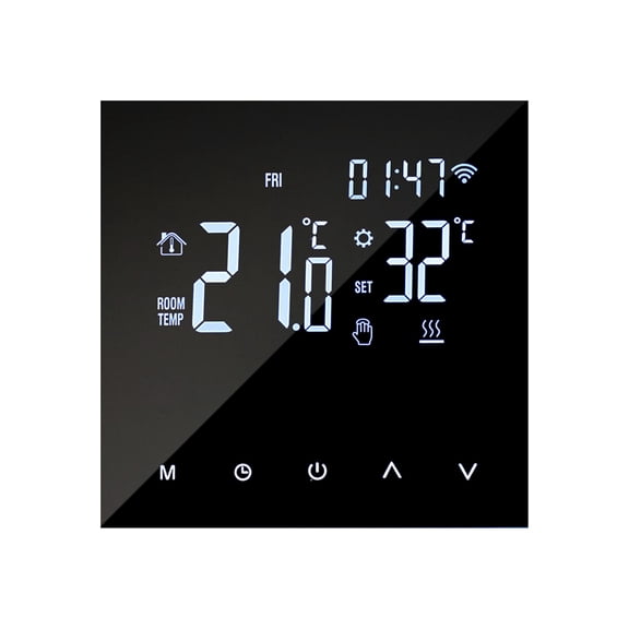 Thermostat Chauffant Intelligent Wi-Fi Contrôleur de Température Numérique Contrôle par Application pour Téléphone Mobile Écran Tactile LCD Affichage Programmable par Semaine Chauffage au Sol à Eau et Chaudière à Gaz Thermostat -freeze pour la Maison S